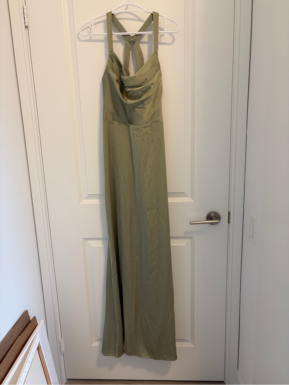 Azazie Barbie Pistachio Green Cowl Neck Maxi Dress A8